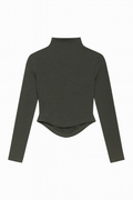 Olive High-Neck Long Sleeve Top