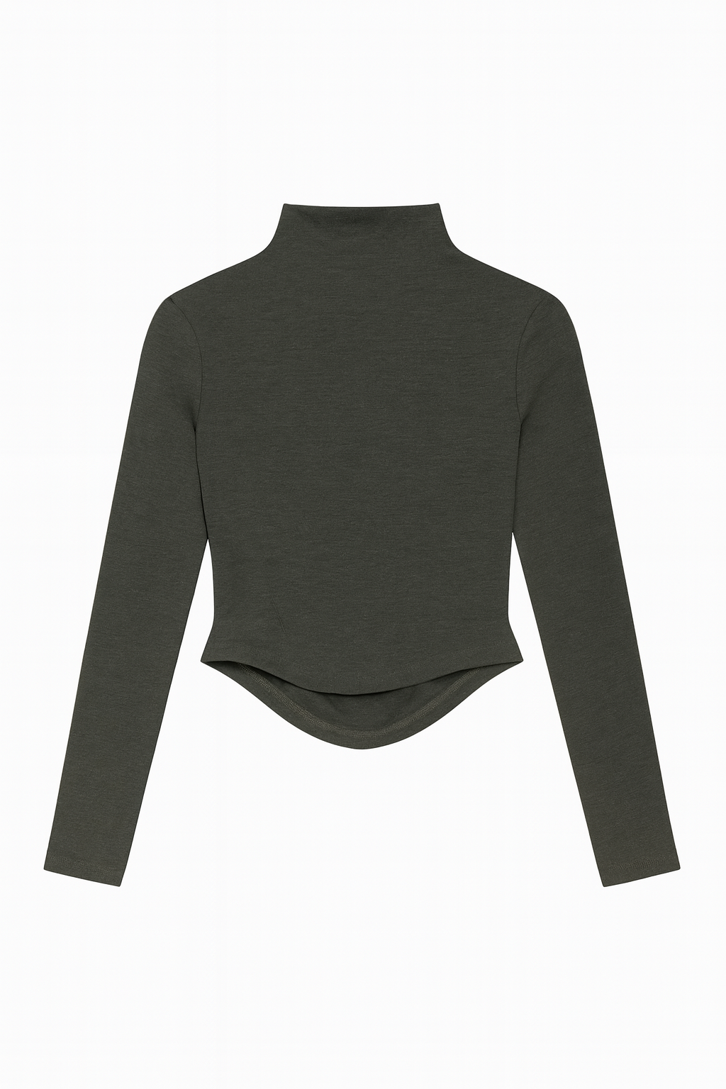 Olive High-Neck Long Sleeve Top