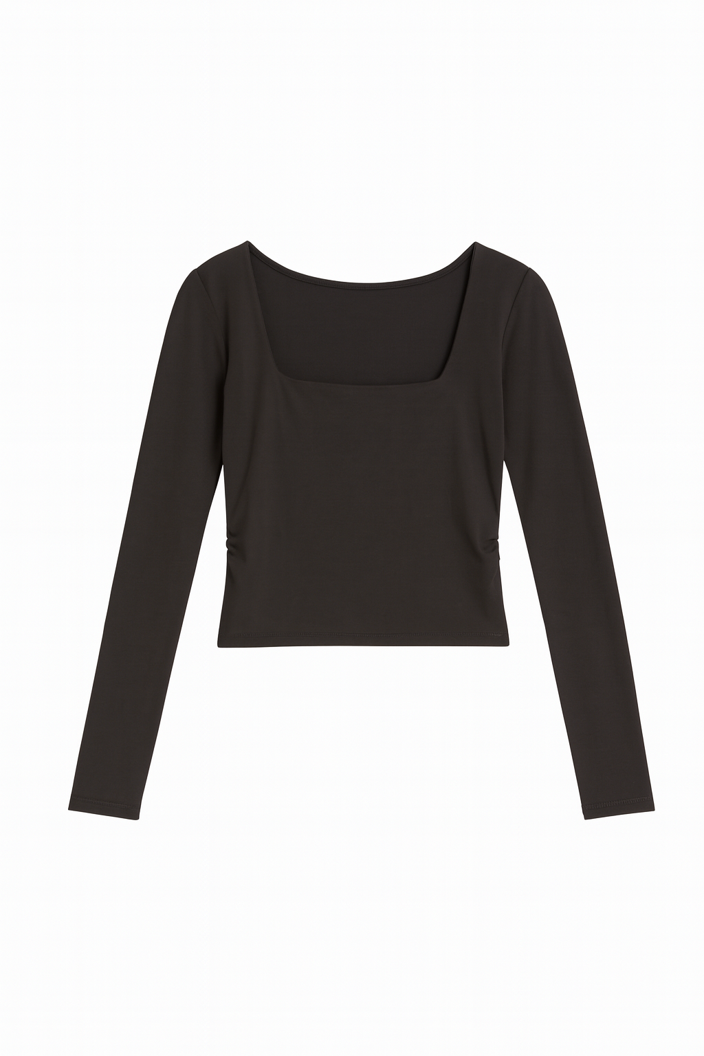 Olive Square-Neck Long Sleeve Top