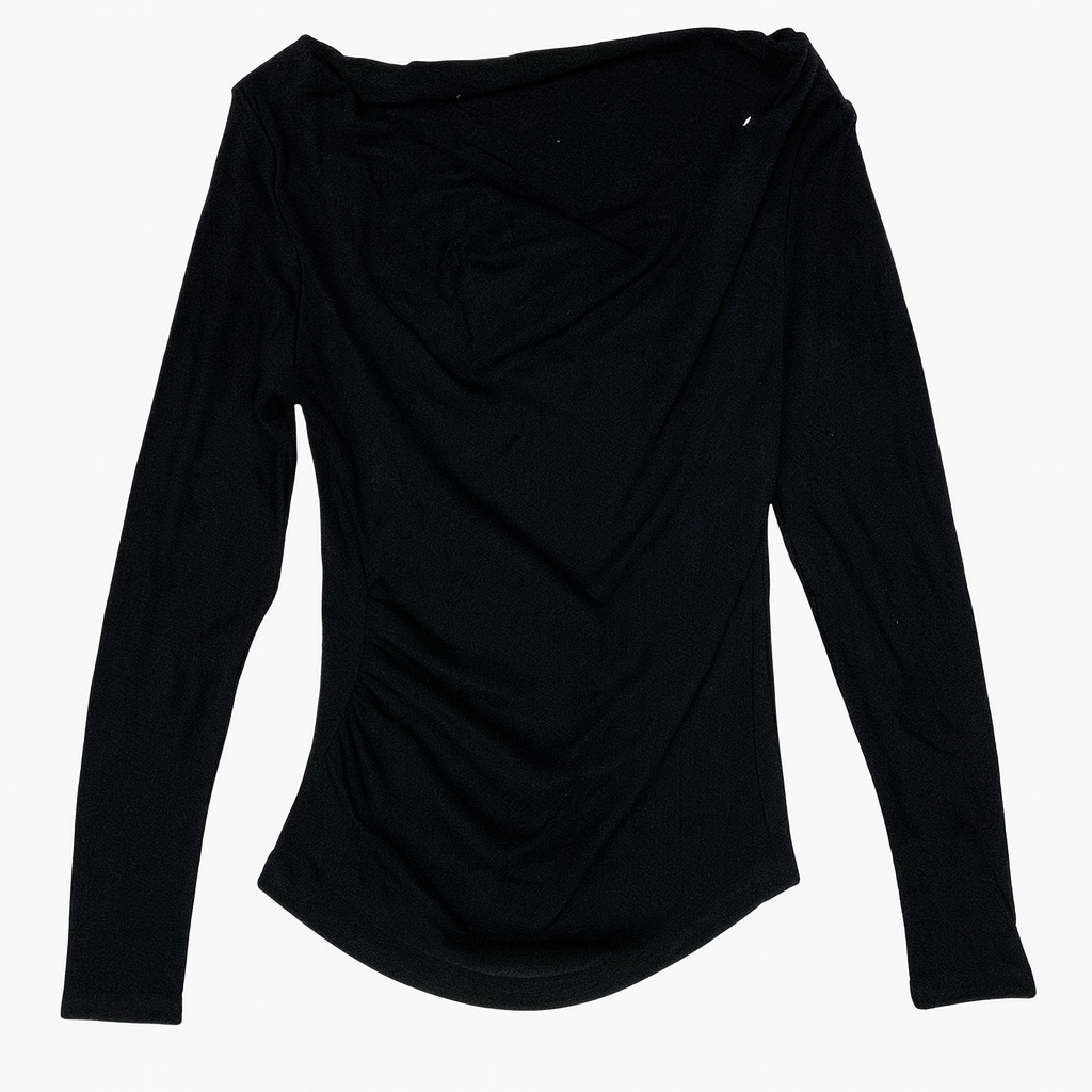 Black Long-Sleeve Fitted Bodysuit