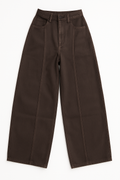 Dark Brown Wide-Leg Seamed Jeans