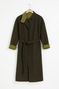 Olive-Lined Charcoal Trench Coat