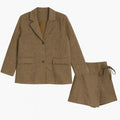 Tailored Brown Blazer & Skirt Set