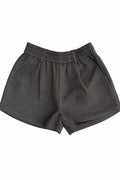 Brown Elastic-Waist Shorts