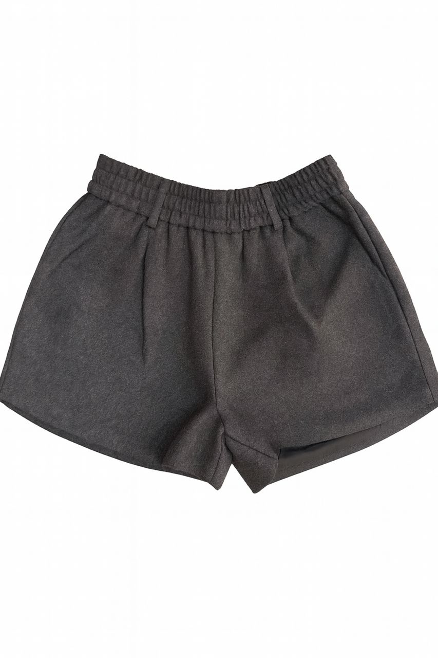 Brown Elastic-Waist Shorts