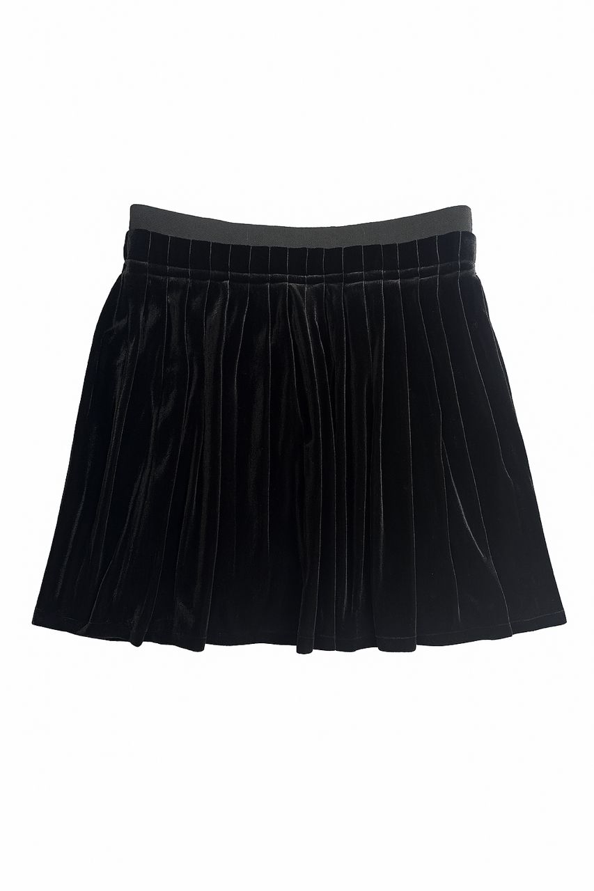 Black Velvet Pleated Skirt