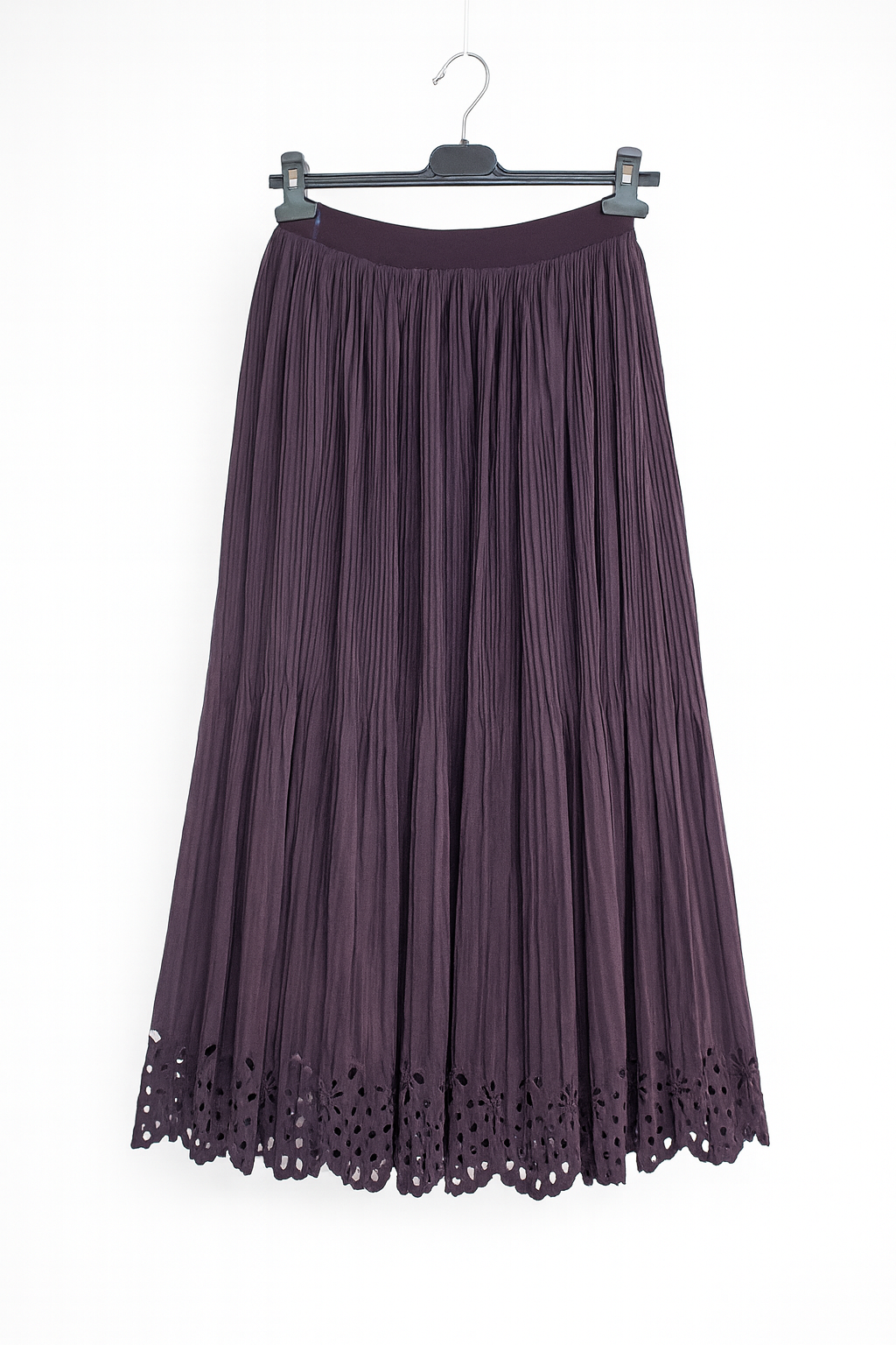 Purple Pleated Midi Skirt