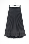 Charcoal Pleated Midi Skirt with Cutout Hem