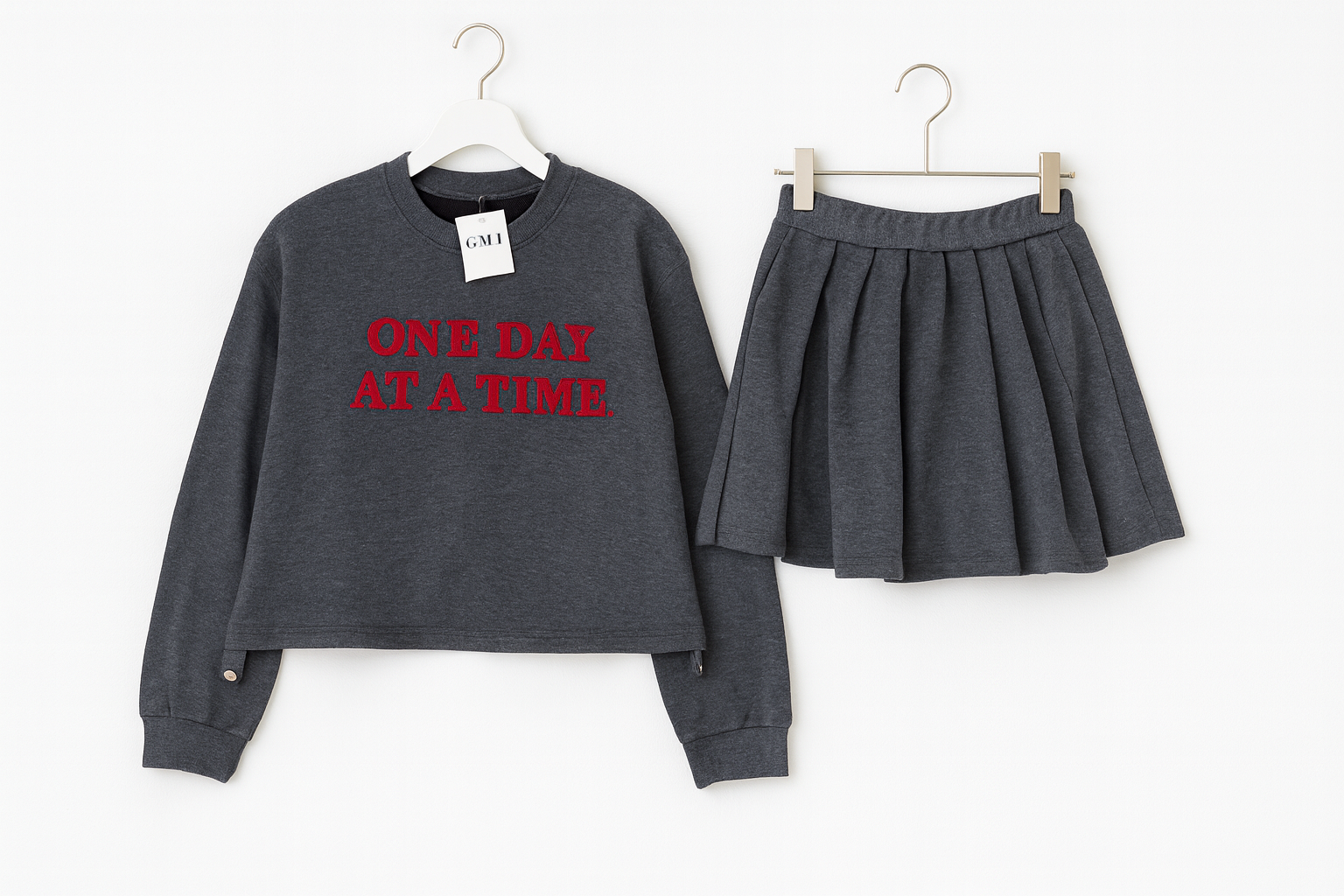 Girls’ Charcoal Sweatshirt & Pleated Skirt Set