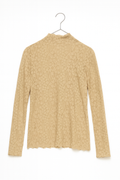 Beige Lace Pattern Long-Sleeve Top