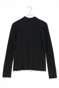 Black Lace Pattern Long-Sleeve Top