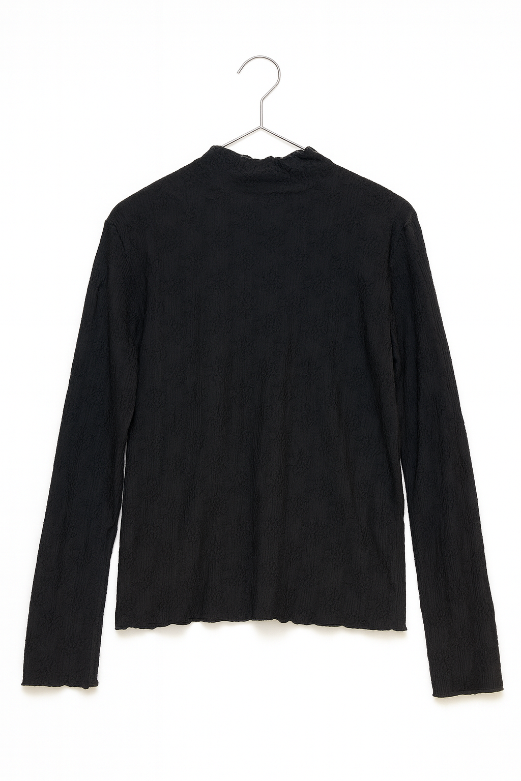 Black Lace Pattern Long-Sleeve Top