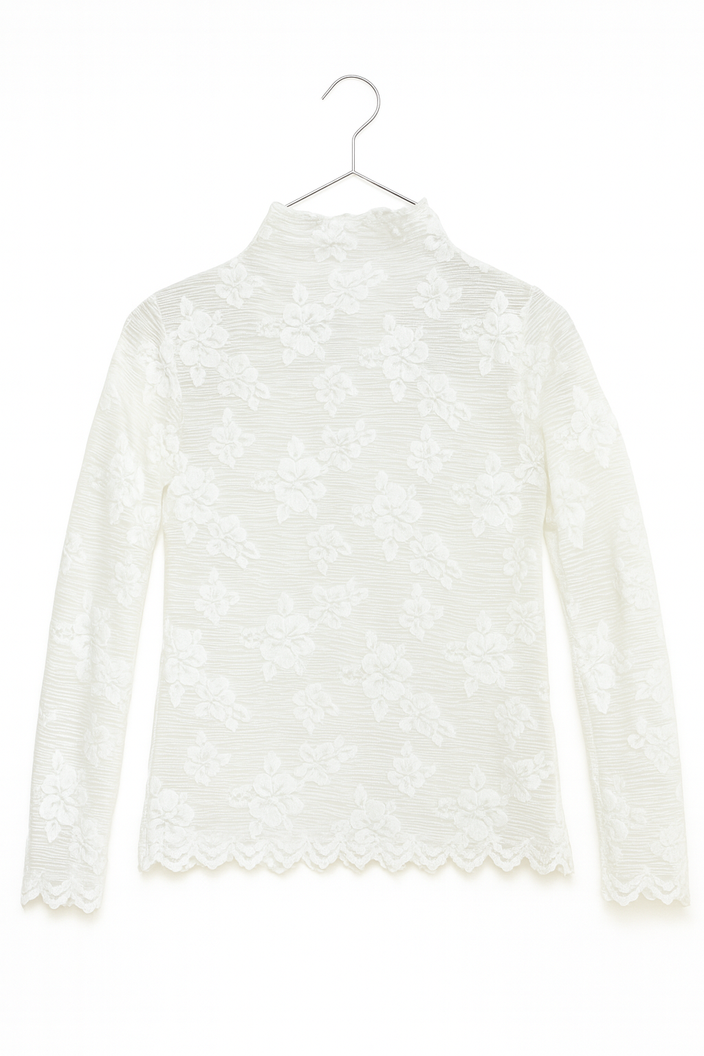 White Floral Lace Long-Sleeve Top
