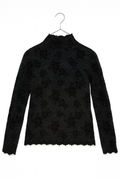 Black floral Lace Long-Sleeve Top