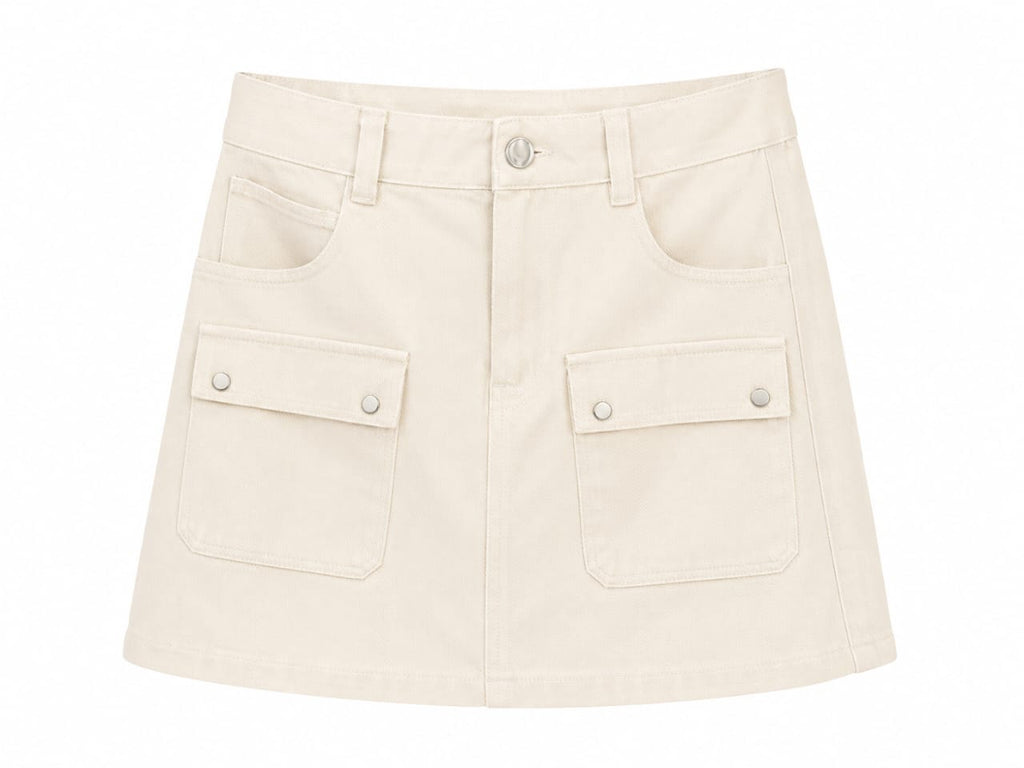 Women’s elegant ivory cargo mini skirt