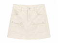 Women’s elegant ivory cargo mini skirt