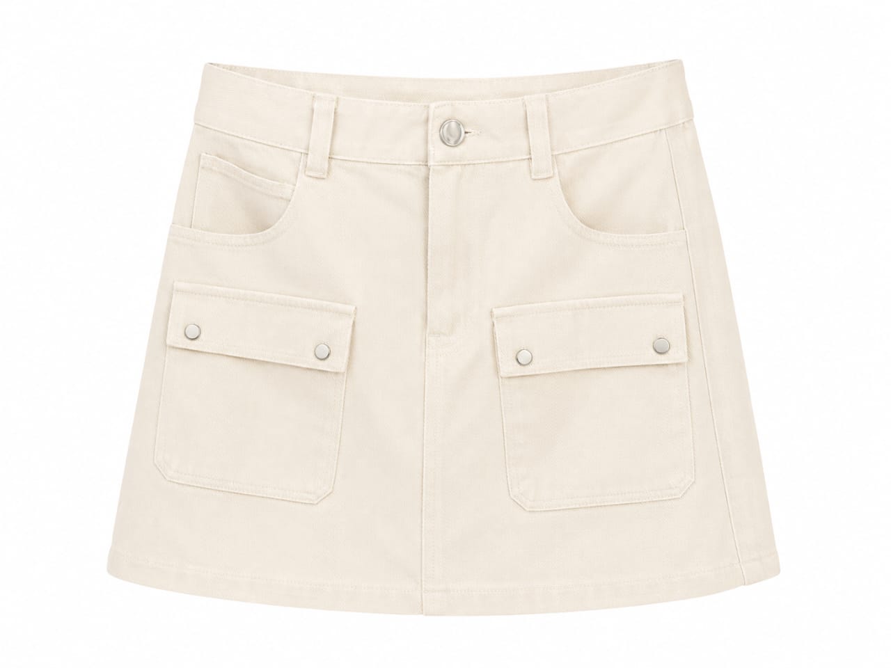 Women’s elegant ivory cargo mini skirt