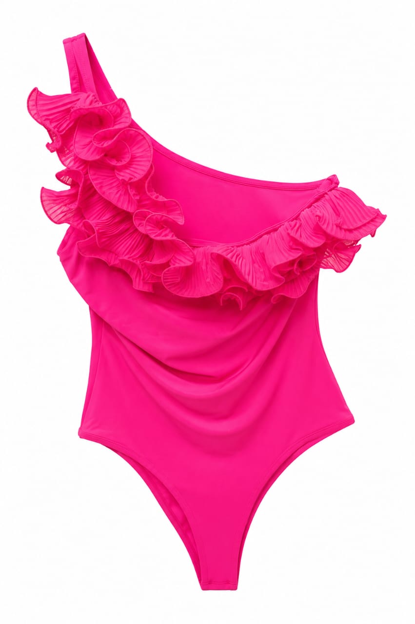 Fuchsia one-piece ruffle swimsuit