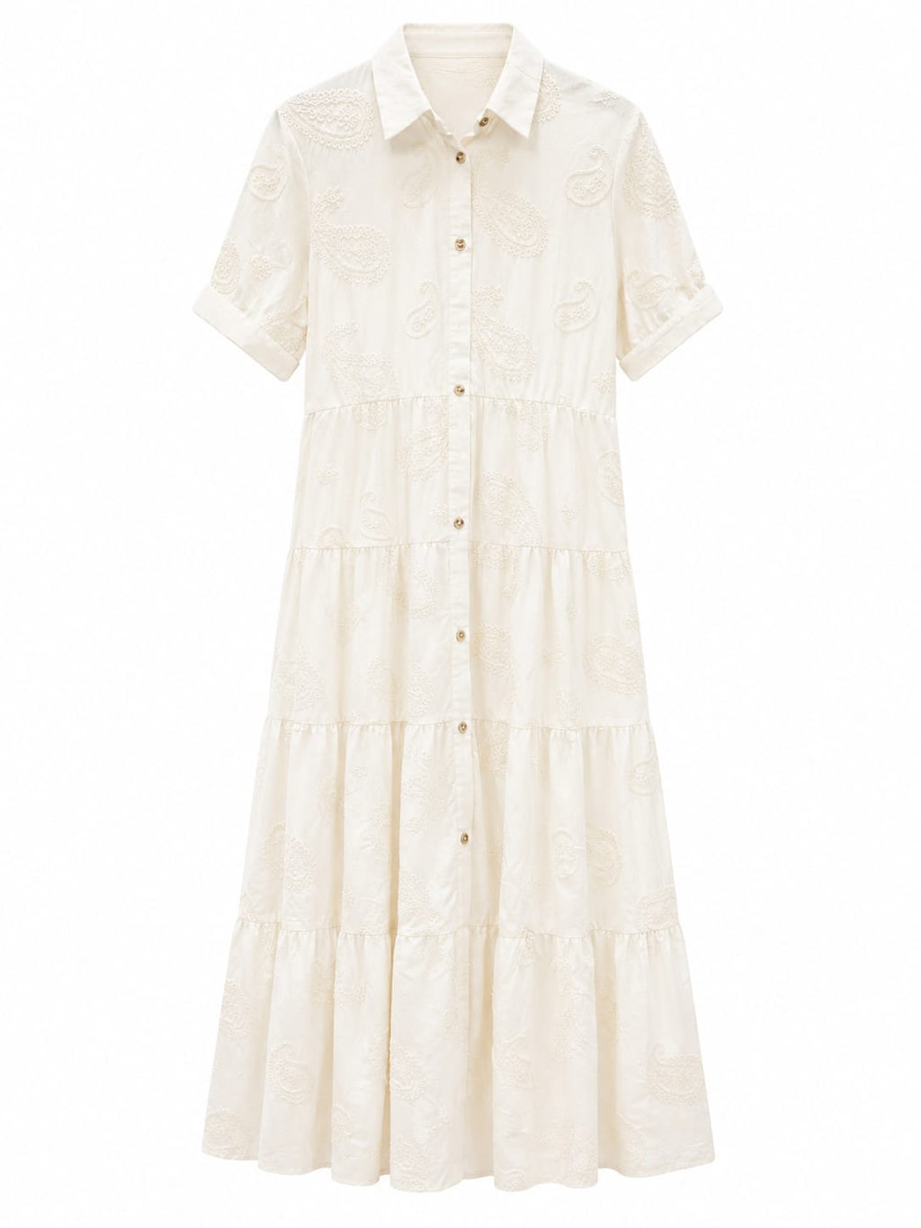 Ivory embroidered paisley maxi dress