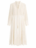 Women’s elegant ivory embroidered maxi dress