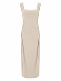 Elegant ruched maxi dress.