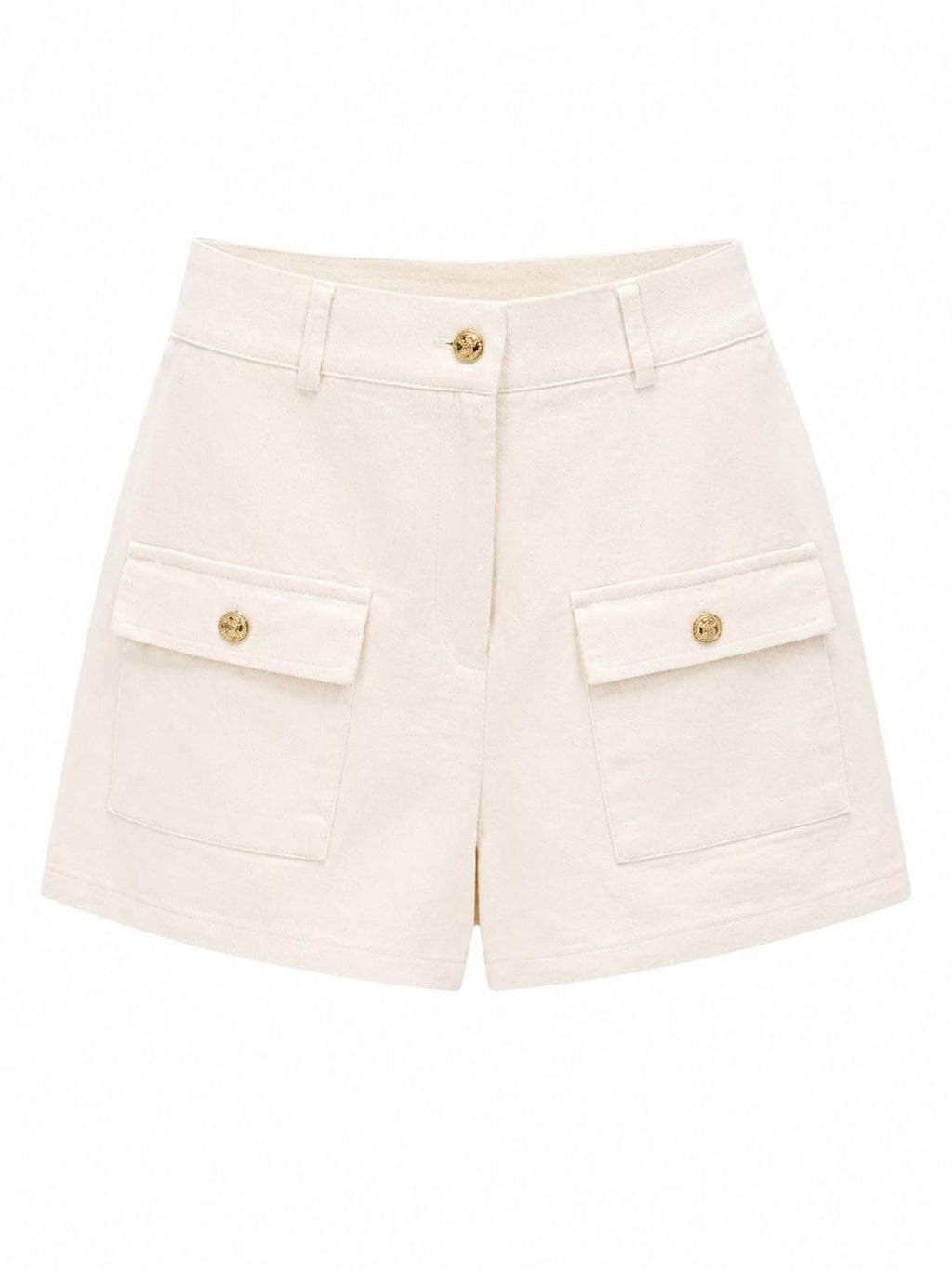 Ivory high-waisted utility shorts