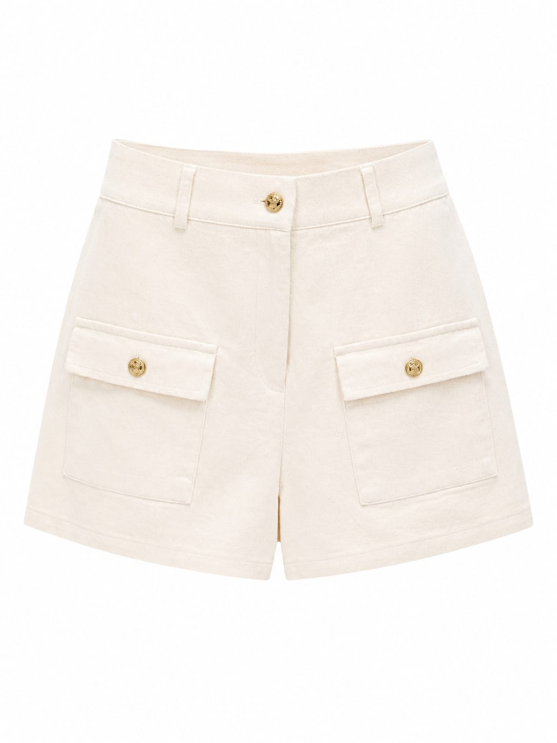 Ivory high-waisted utility shorts