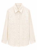 Ivory embroidered linen shirt