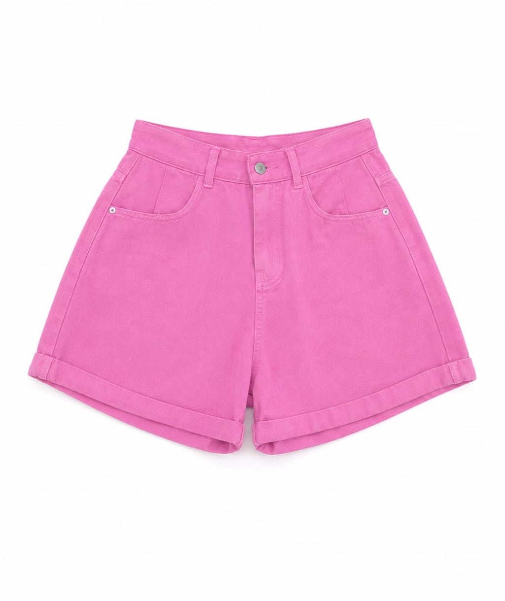 Women’s high-waisted pink denim shorts