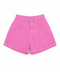 Women’s high-waisted pink denim shorts