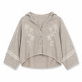 Embroidered linen button-up blouse