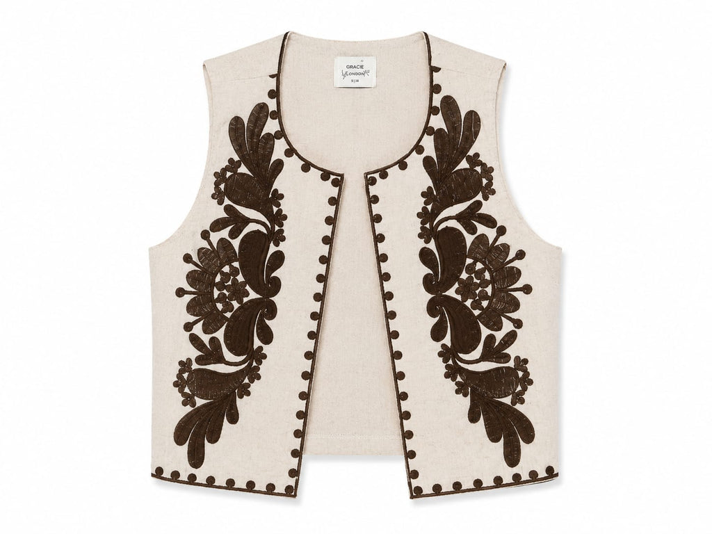 Women’s embroidered linen vest