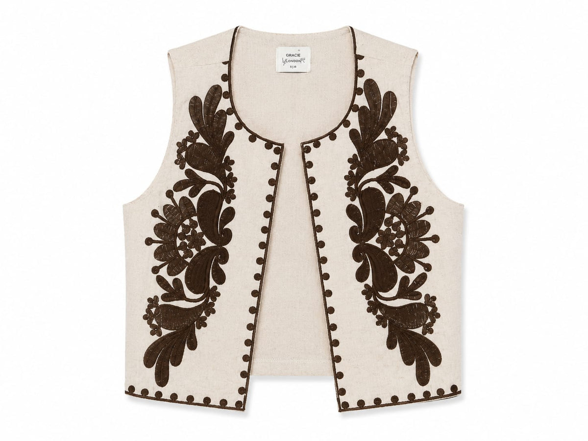 Women’s embroidered linen vest