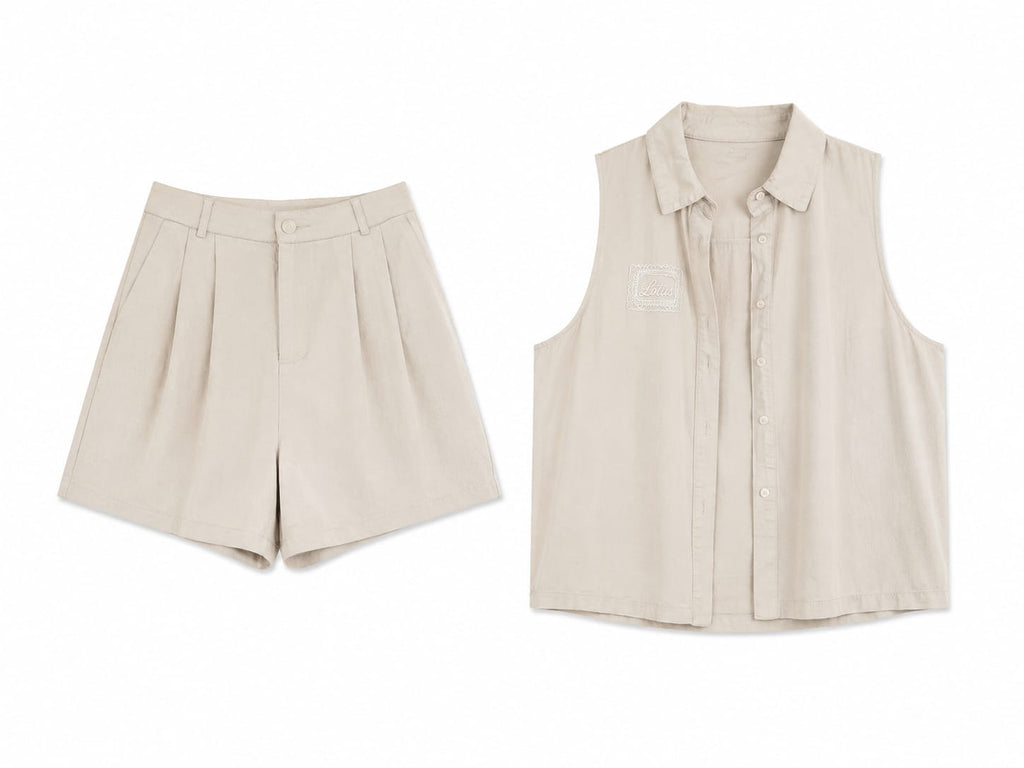 Women’s sleeveless shirt tailored short set