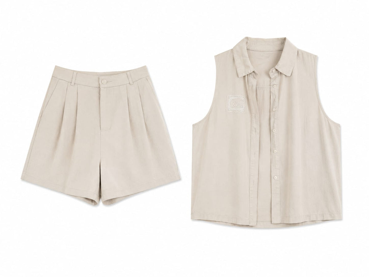 Women’s sleeveless shirt tailored short set