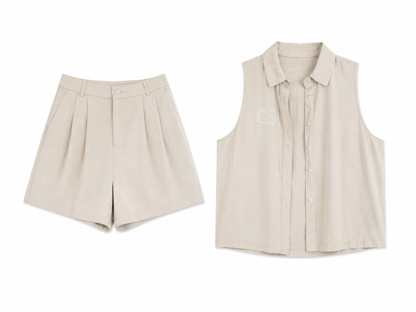 Women’s sleeveless shirt tailored short set