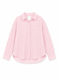 Women light pink textured button-up shirt