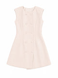 Women sleeveless double-breasted a-line mini dress