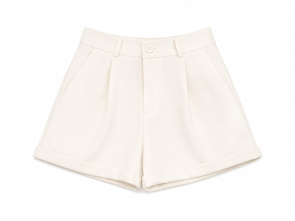 Women white high-waisted tailored shorts