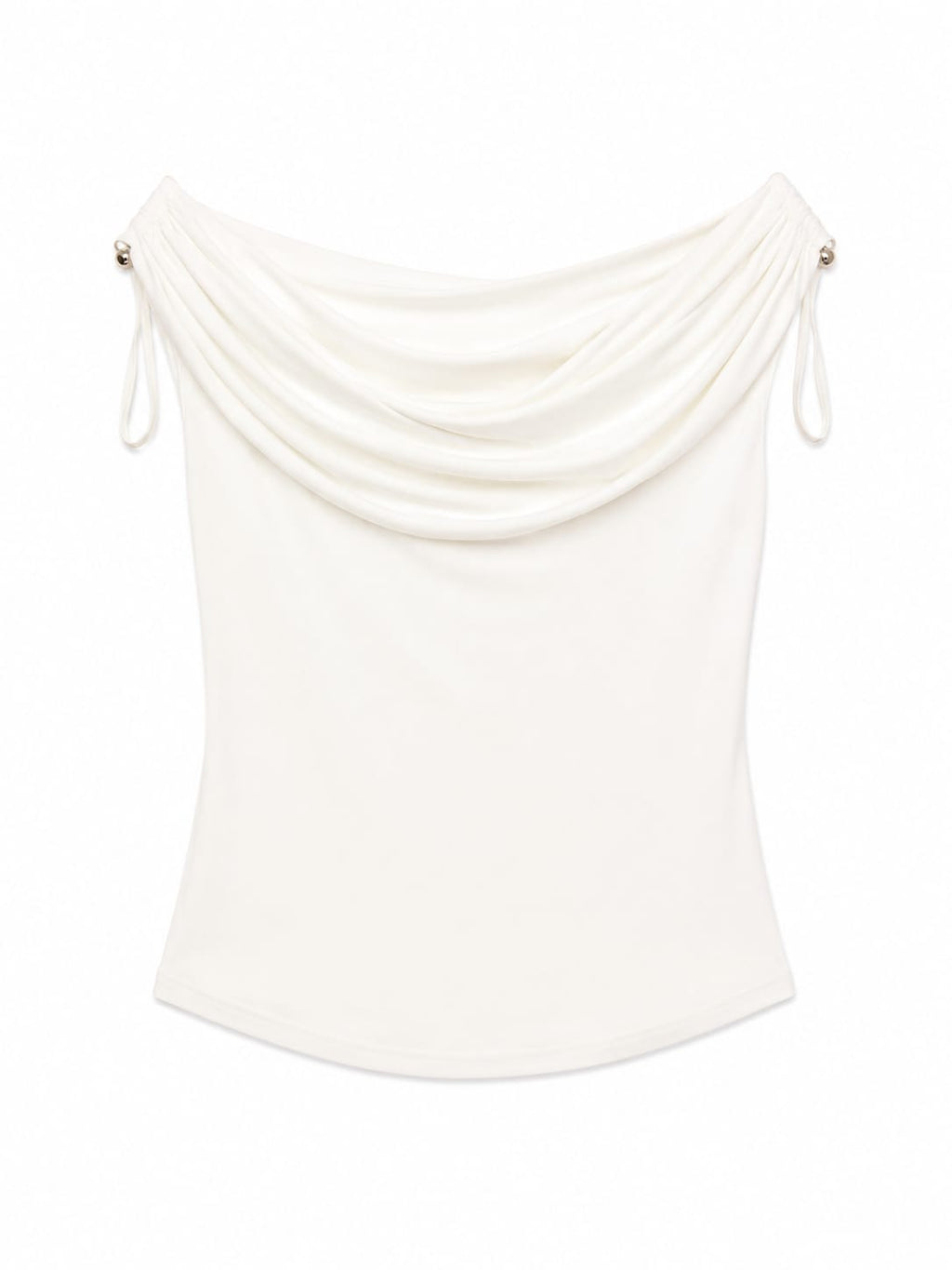 Ivory draped cowl neck top