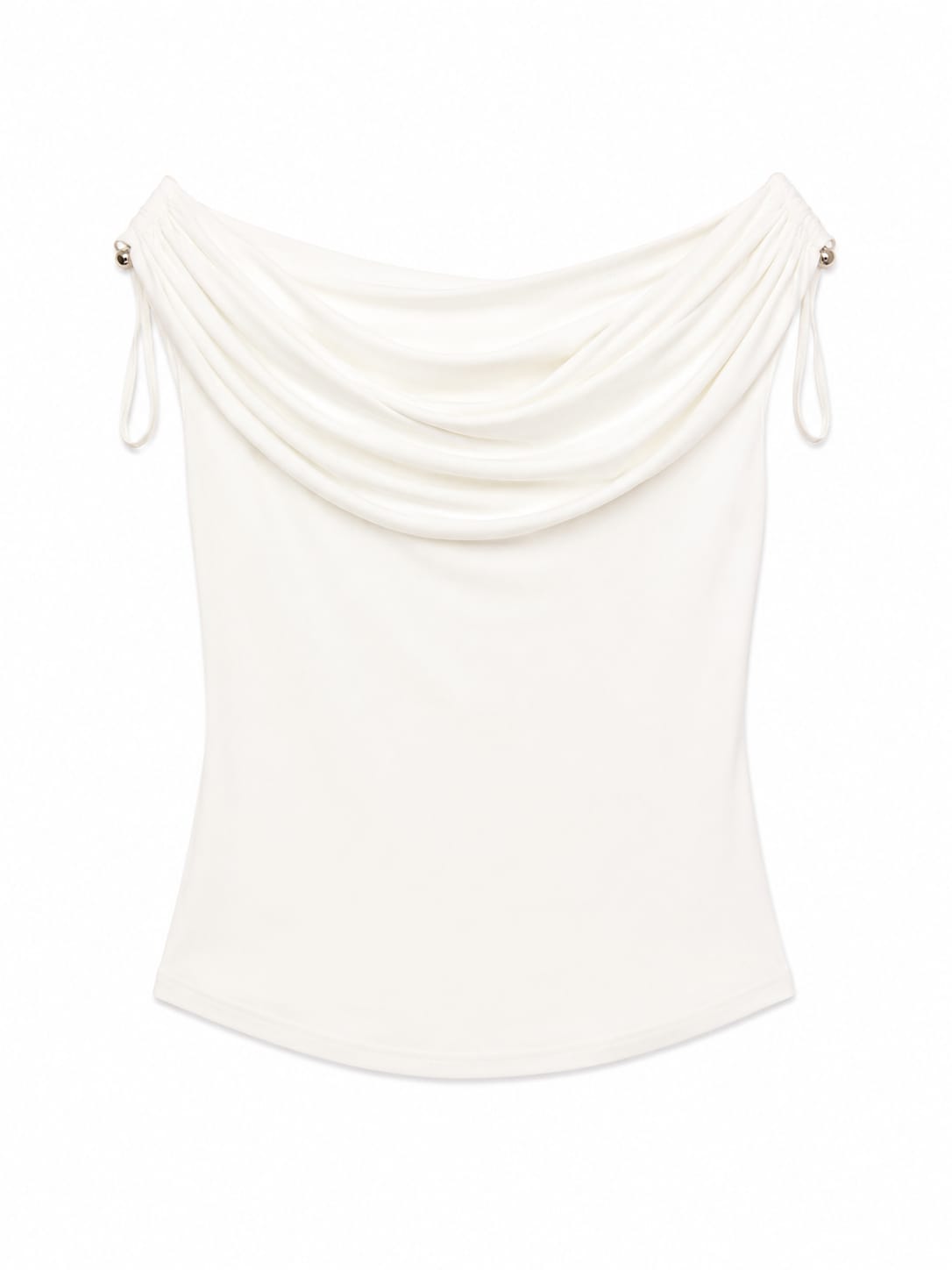 Ivory draped cowl neck top