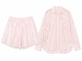 Blush lace shirt & short set