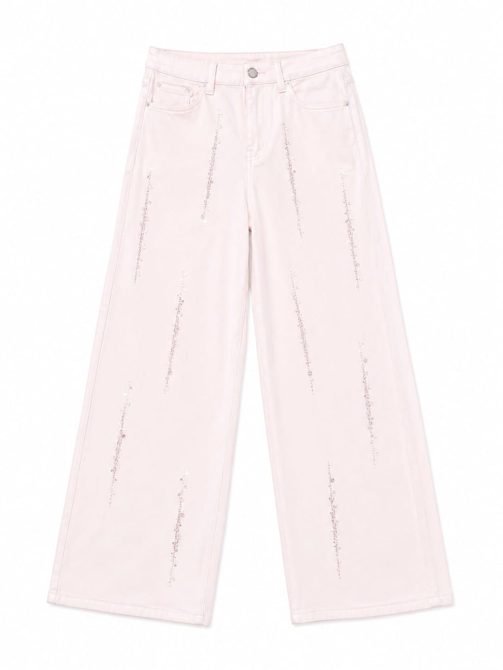 Blush embellished wide-leg pants