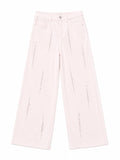Blush embellished wide-leg pants