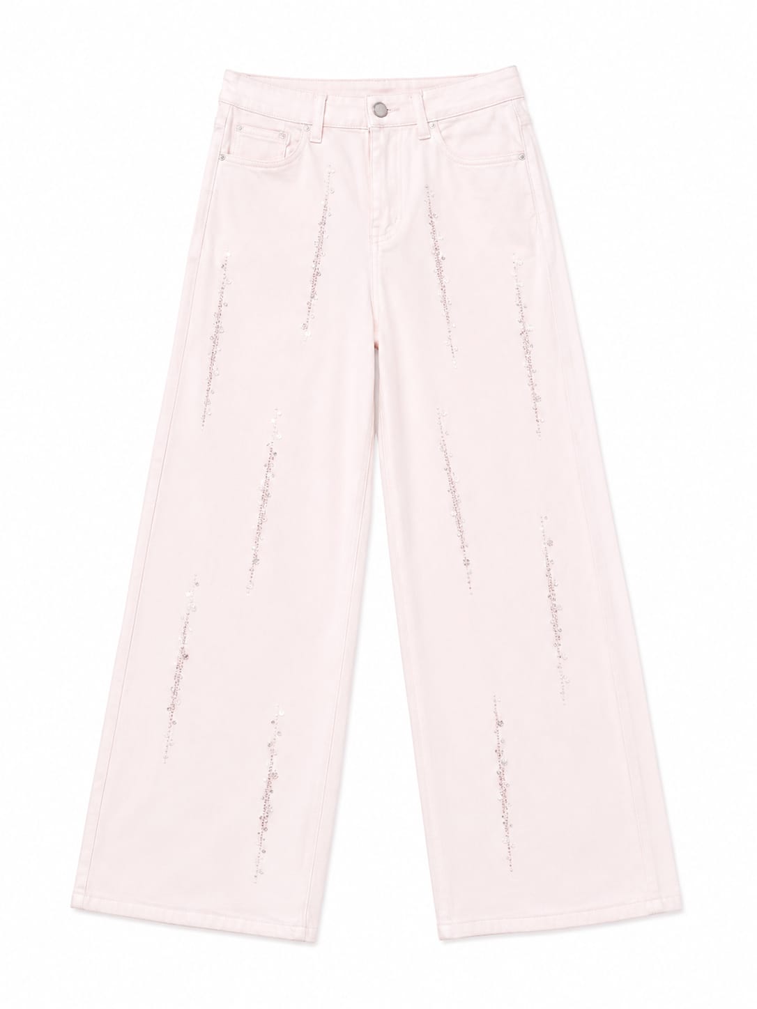 Blush embellished wide-leg pants