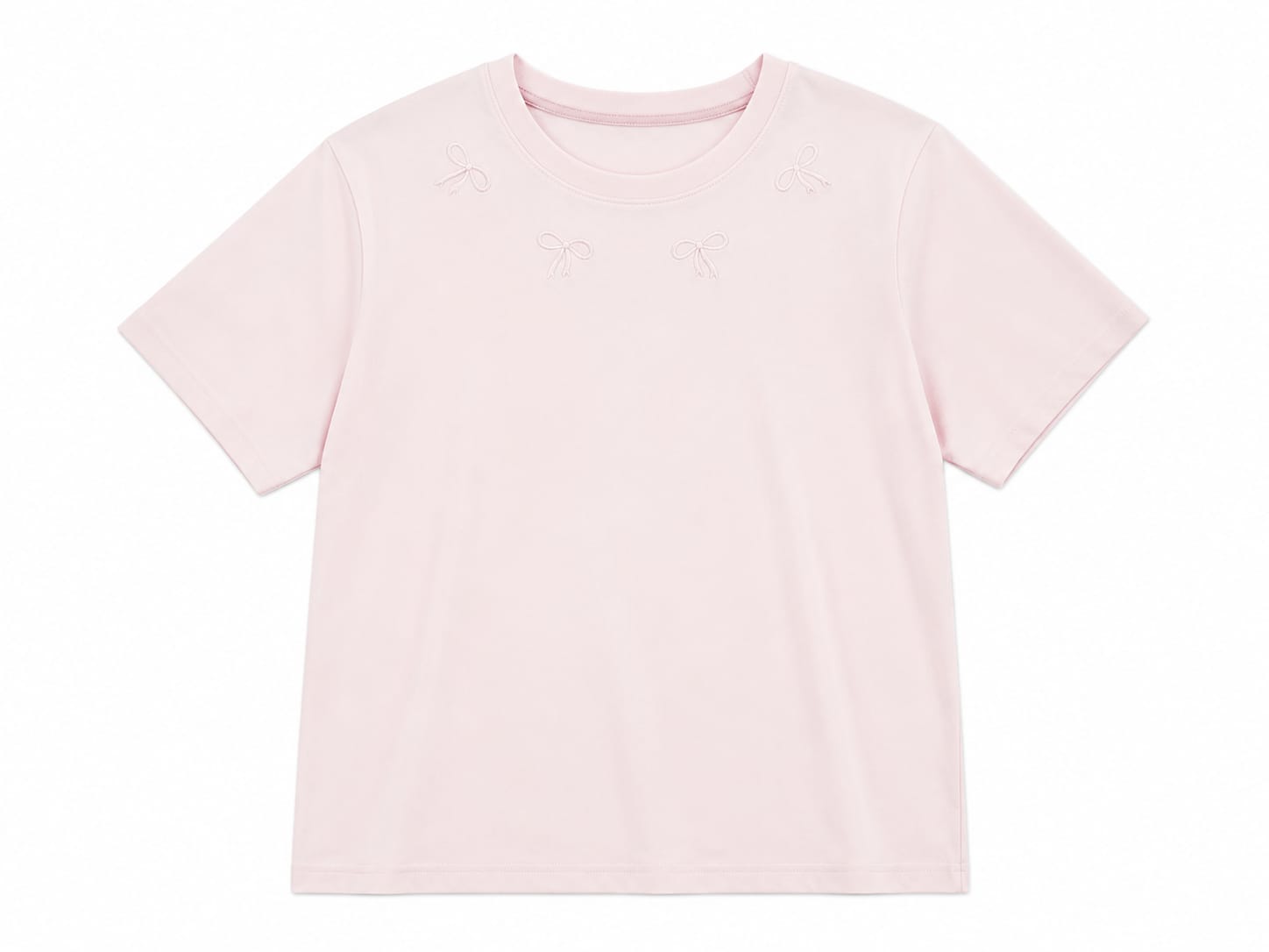 Blush bow embroidered tee