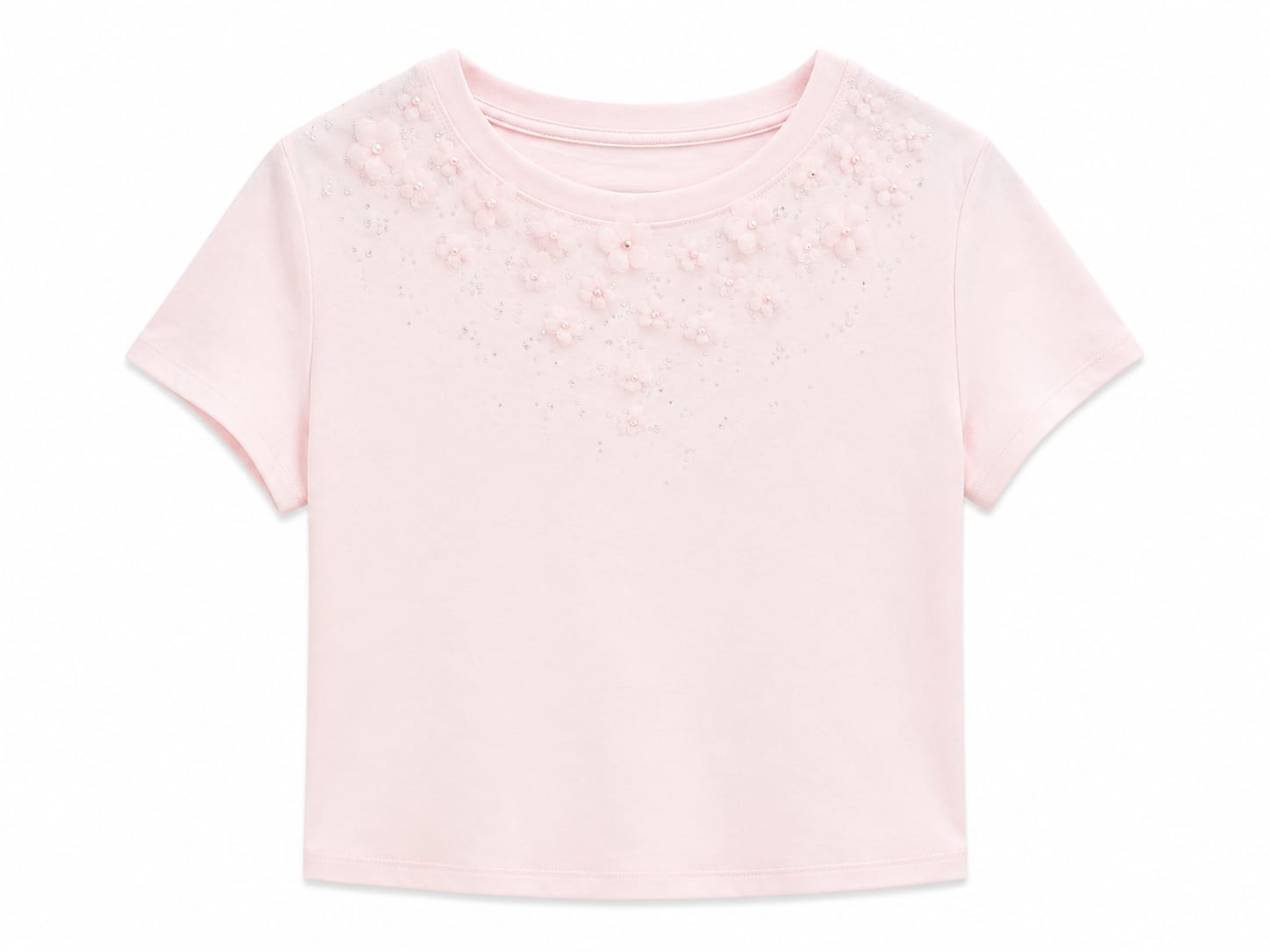 Blush floral embellished knit top