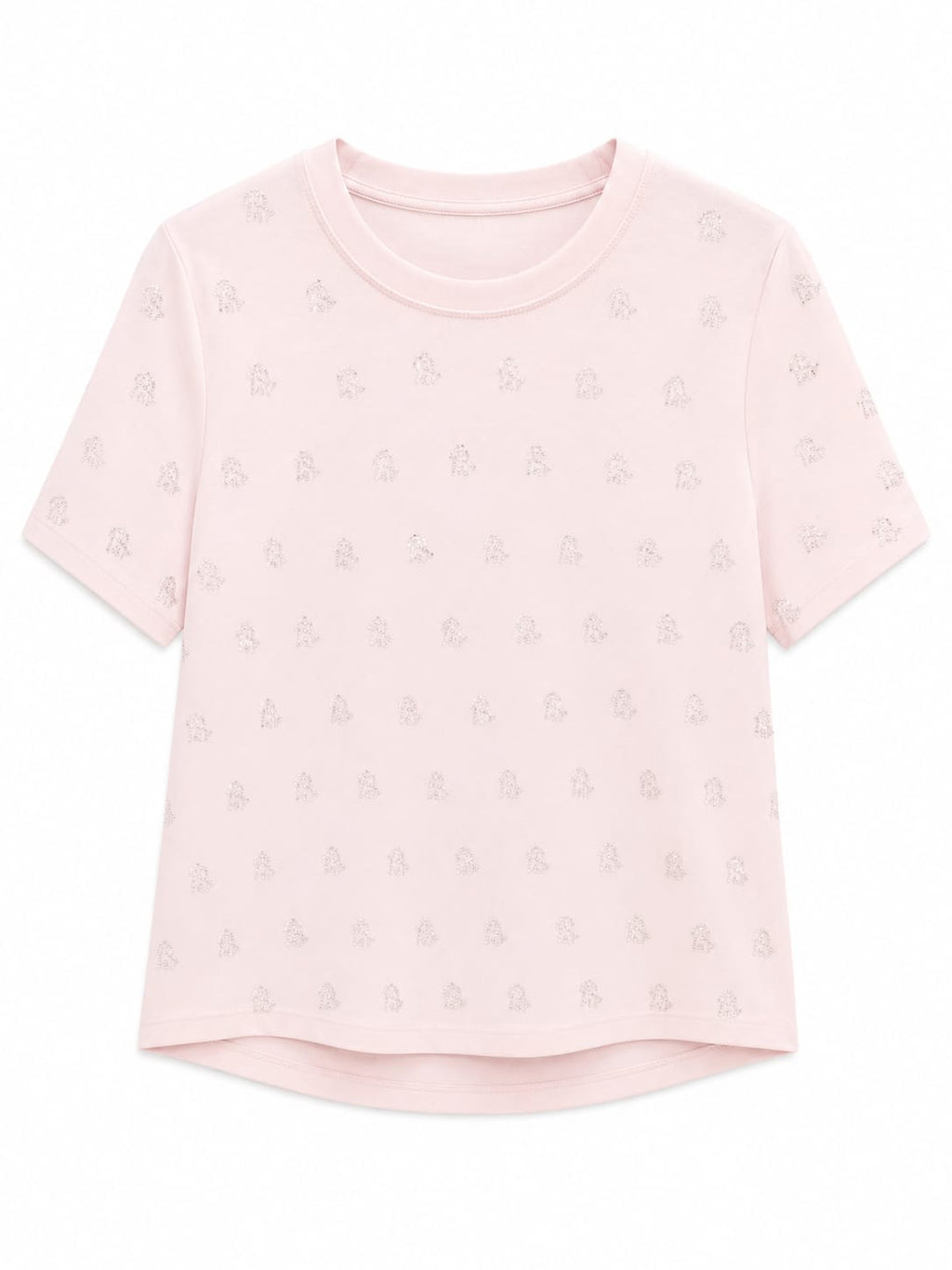 Blush pink embellished knit top