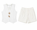 Elegant white vest& short set