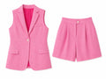 Pink tailored vest& shorts set
